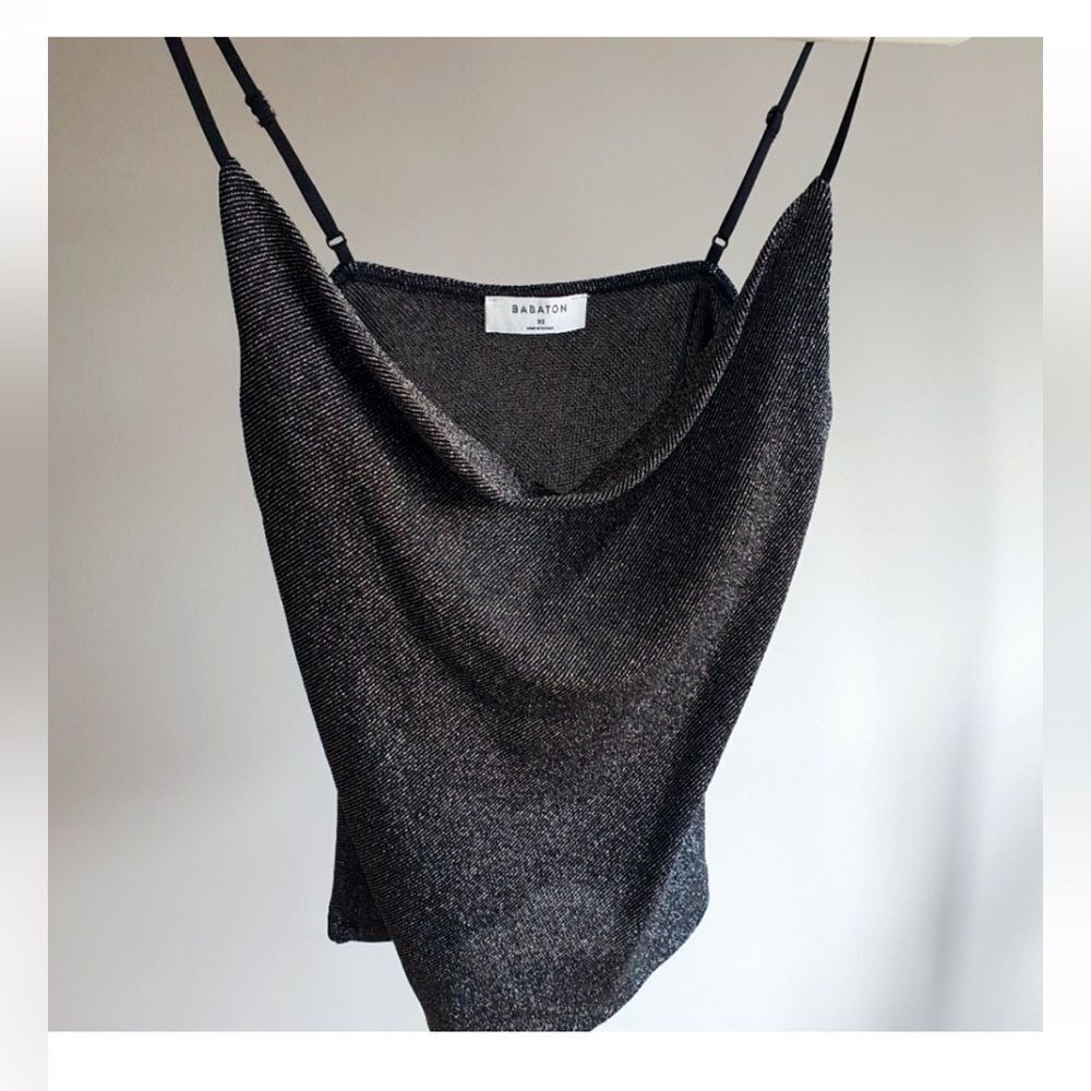 Babaton‎ small silver and black cami top